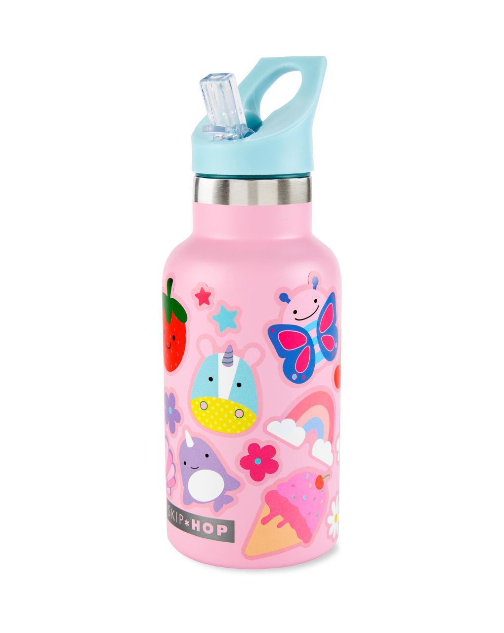 Skip hop stainless steel μπουκάλι θερμός με αυτοκόλλητα 380ml pink 29-2903040-03 - SKIP HOP