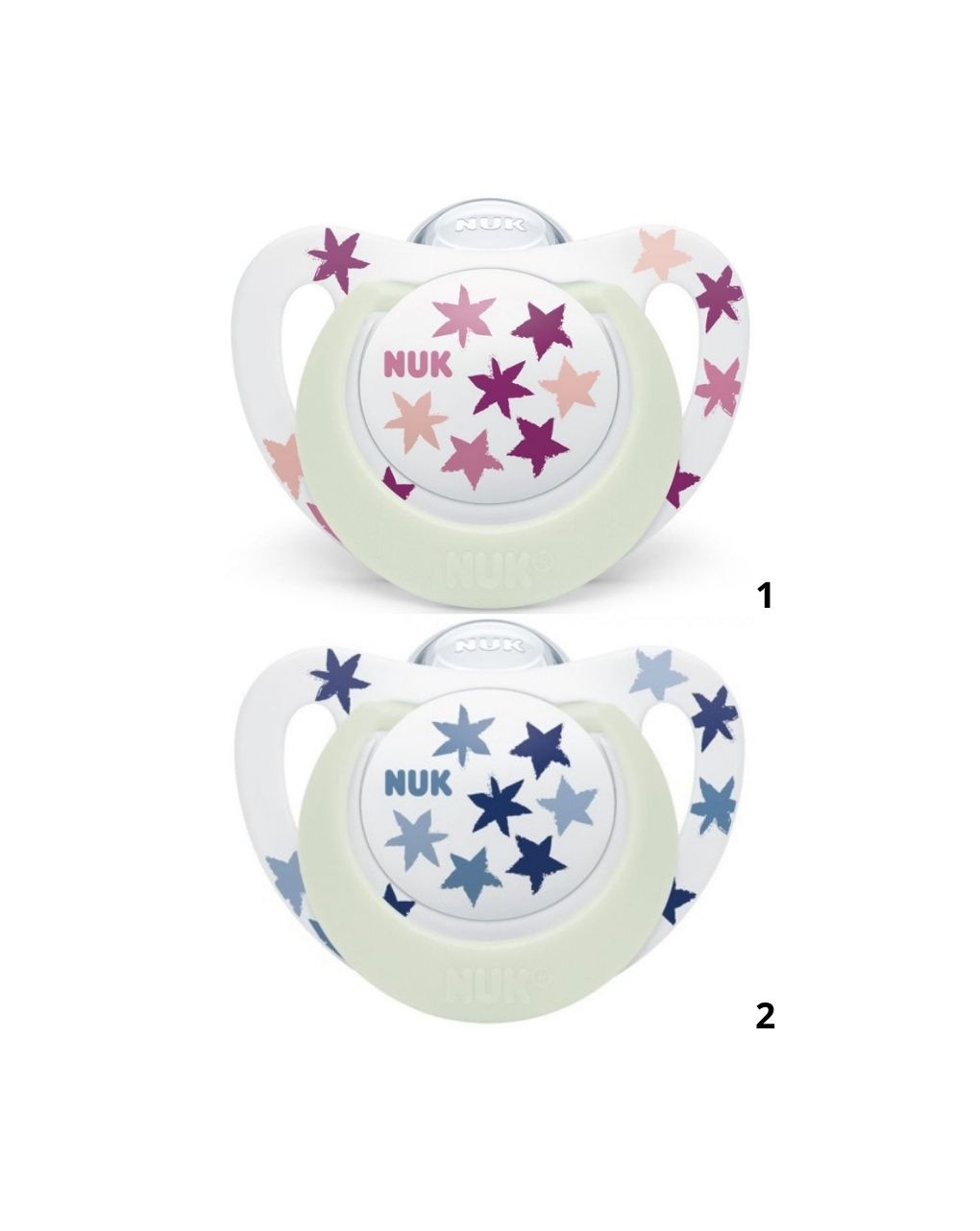 Nuk πιπίλα σιλικόνης star night 6-18m (2 σχέδια)