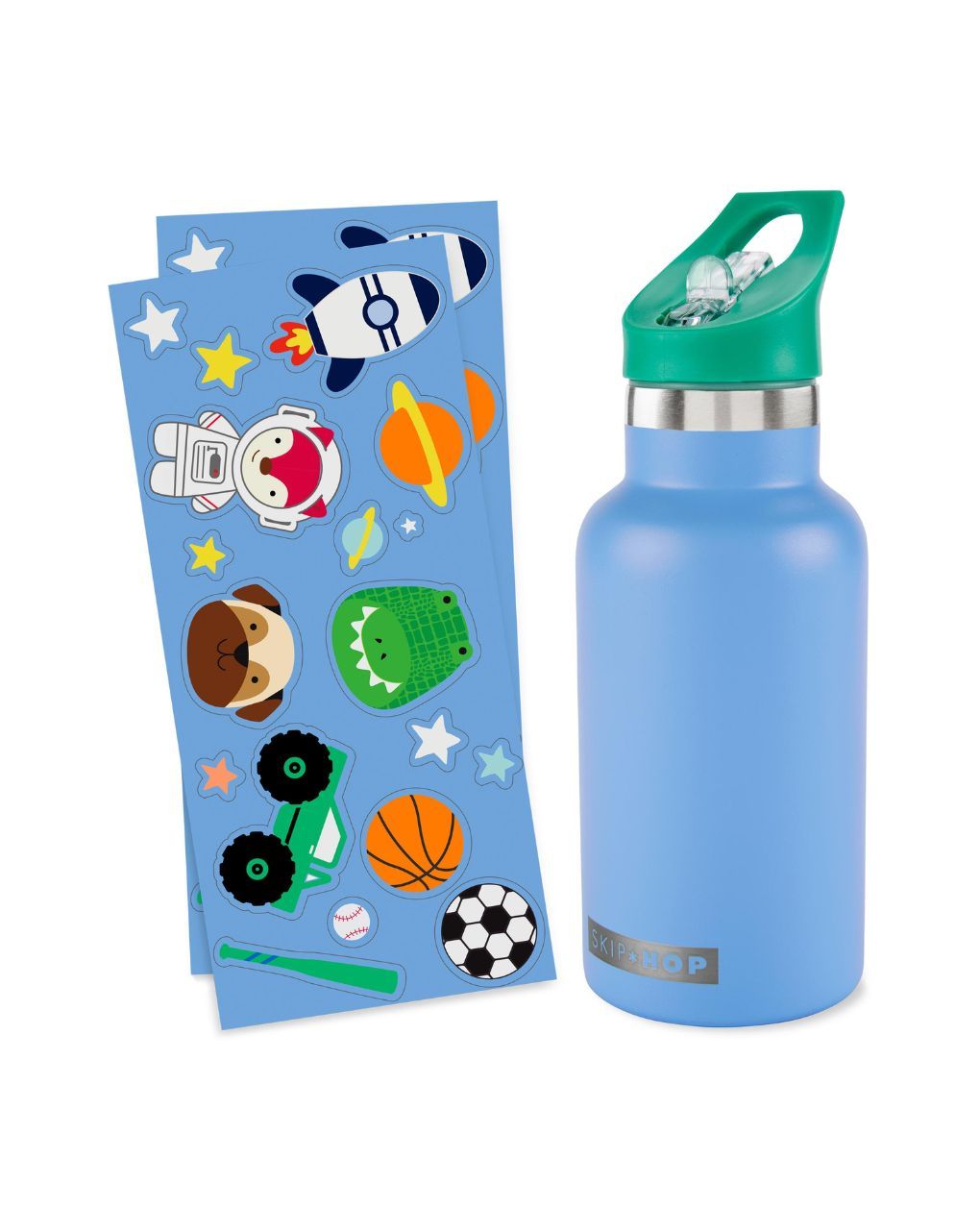 Skip hop stainless steel μπουκάλι θερμός με αυτοκόλλητα 380ml blue 29-2903040-01 - SKIP HOP