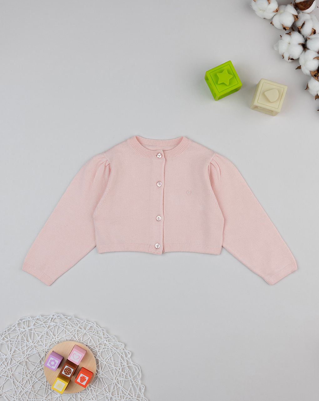 βρεφική ζακέτα πλεκτή ροζ για κορίτσι - Prénatal