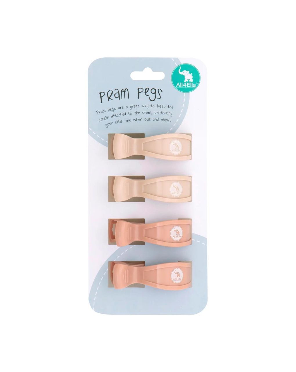 All4ella κλιπ καροτσιού cream & peach 4τμχ, p4266 - ALL4ELLA