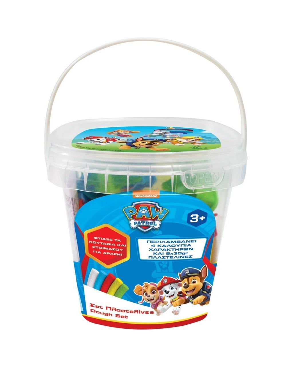 Paw patrol σετ πλαστελίνη σε μικρό κουβαδάκι 5x30gr, 03979pm