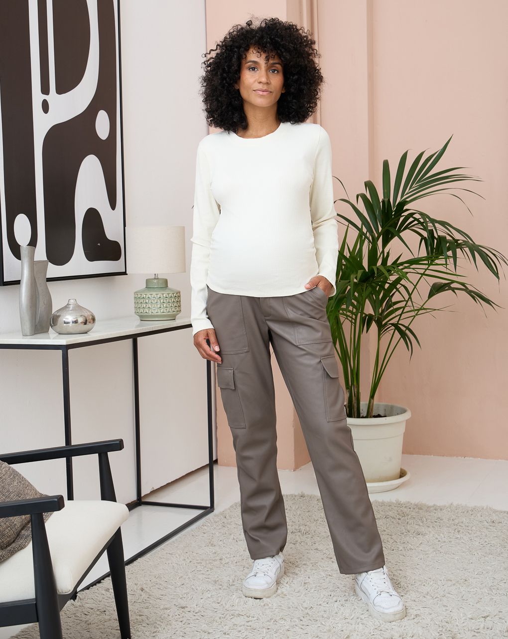 γυναικεία μπλούζα εγκυμοσύνης λευκή ριμπ