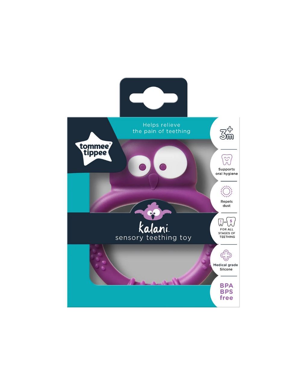 Tommee tippee μασητικό μικρή κουκουβάγια μωβ 3m+, 436481 - Tommee Tippee