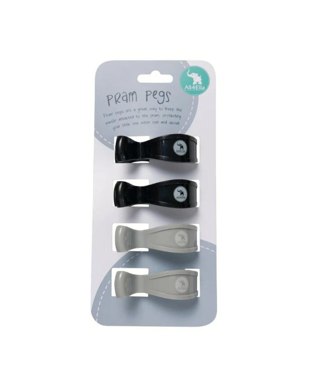 All4ella κλιπ καροτσιού grey & black 4τμχ, p4188 - All4ella
