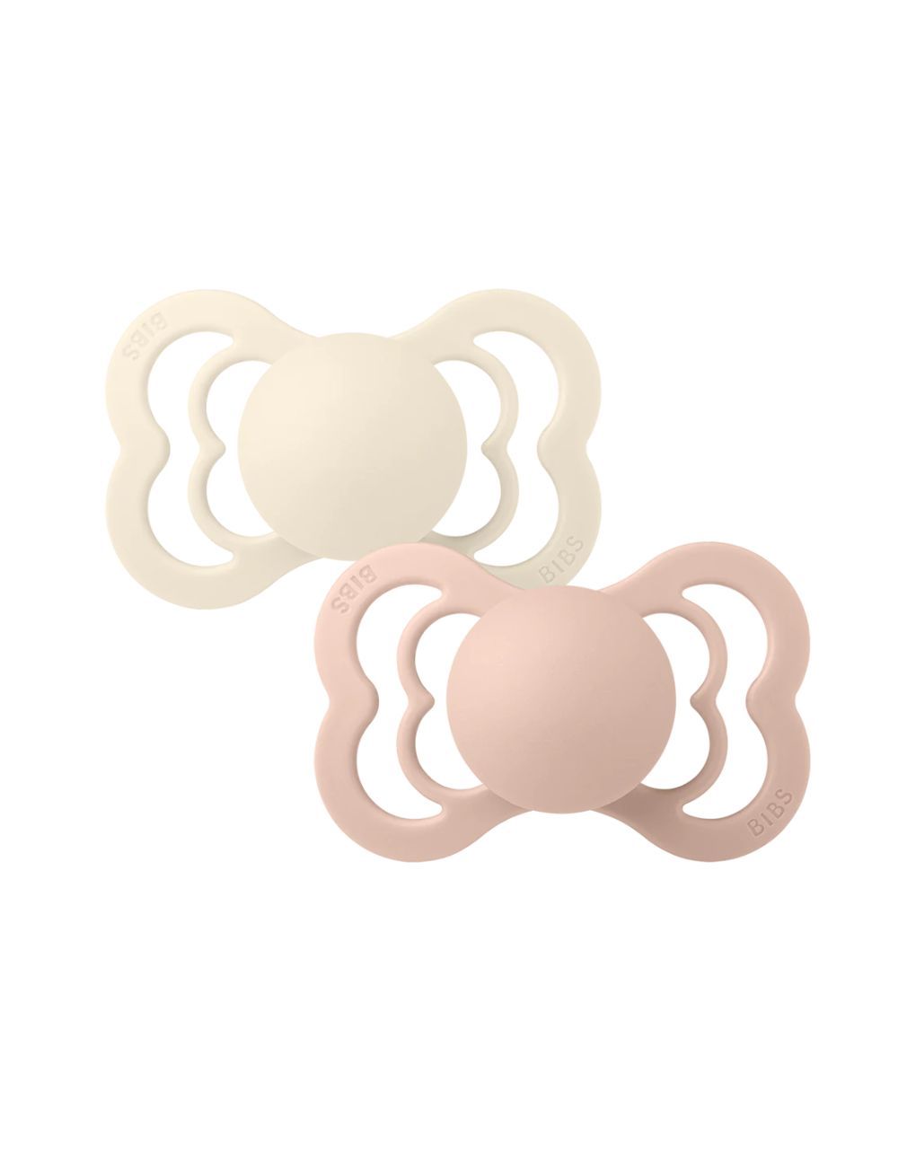 Bibs supreme πιπίλες σιλικόνης 2τμχ 6m+ ivory/blush