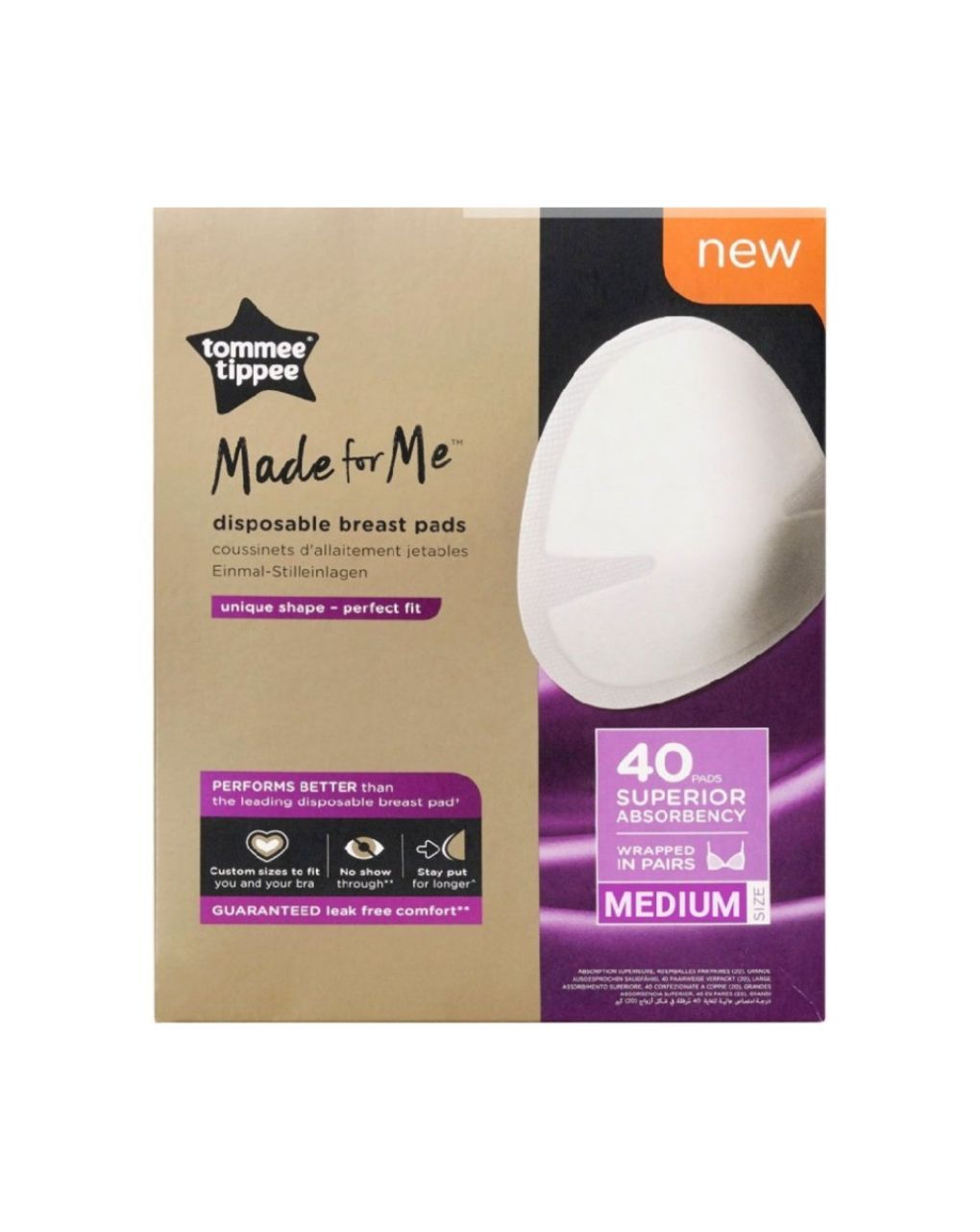 Tommee tippee made for me επιθέματα στήθους μίας χρήσης - medium (40τμχ) 423634 - Tommee Tippee