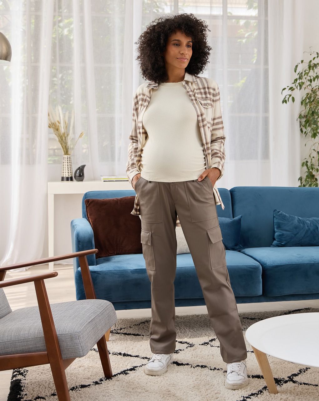 γυναικείο παντελόνι εγκυμοσύνης cargo καφέ - Prénatal