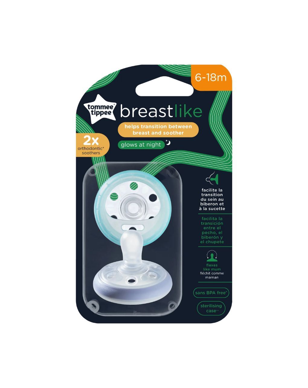 Tommee tippee πιπίλα σιλικόνης νυκτός breastlike night 6-18m (2τμχ)43348515 - Tommee Tippee