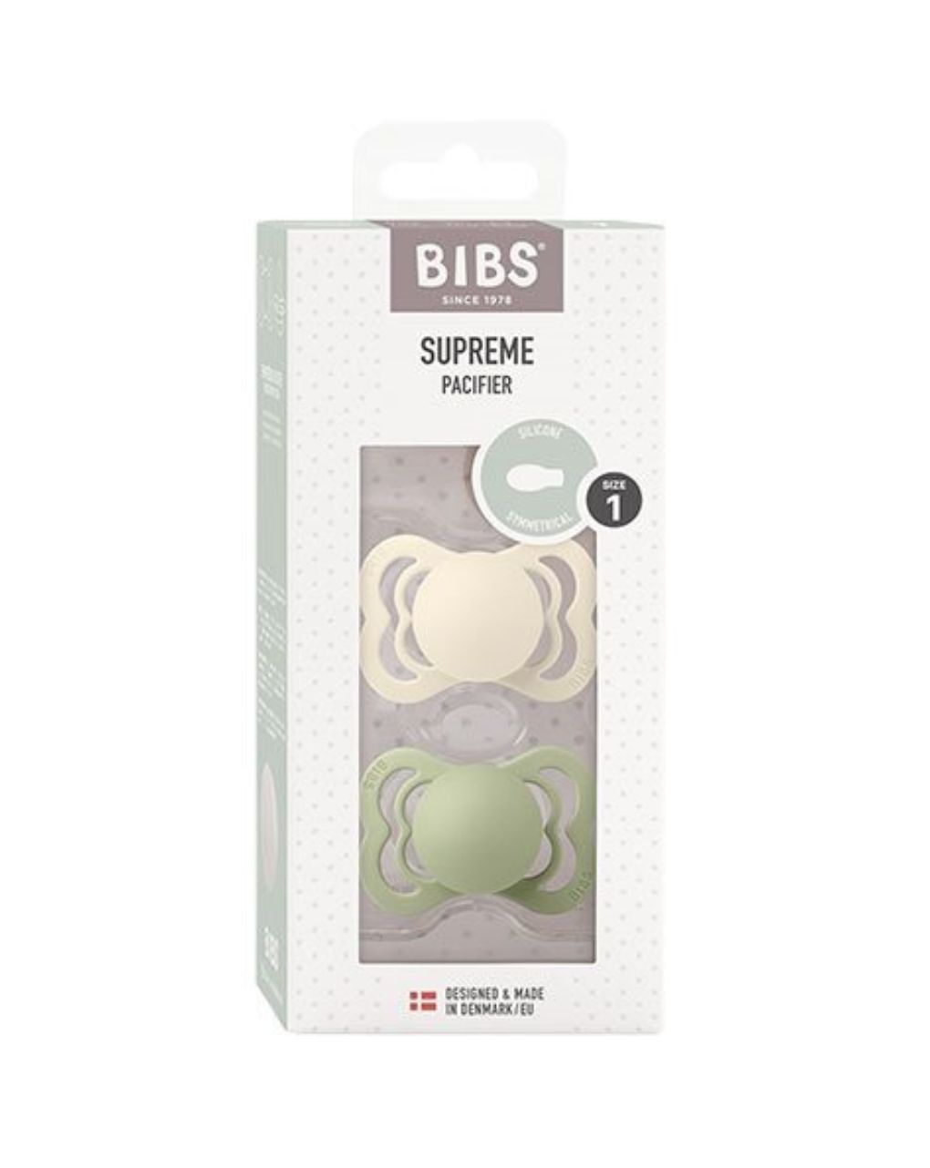 Bibs supreme πιπίλες σιλικόνης 2τμχ (0-6m) ivory/sage - BIBS