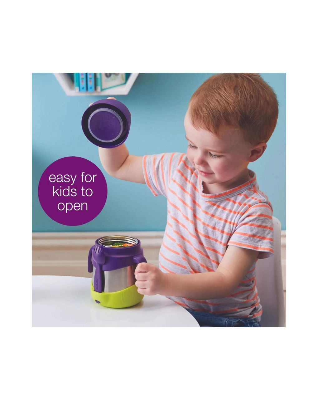 B.box ανοδείδωτος θερμός φαγητού 335ml με λαβές 6m+ lemon sherbet, bb433 - Bbox