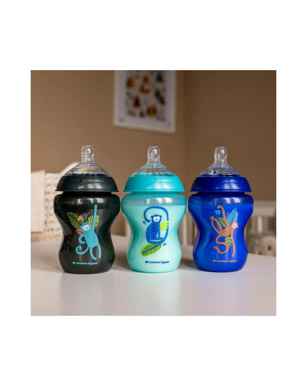 Tommee tippee πλαστικό μπιμπερό closer to nature μικρής ροής 260ml με σχέδιο ζούγκλα μπλε (3τμχ) 0m+, 422731 - Tommee Tippee