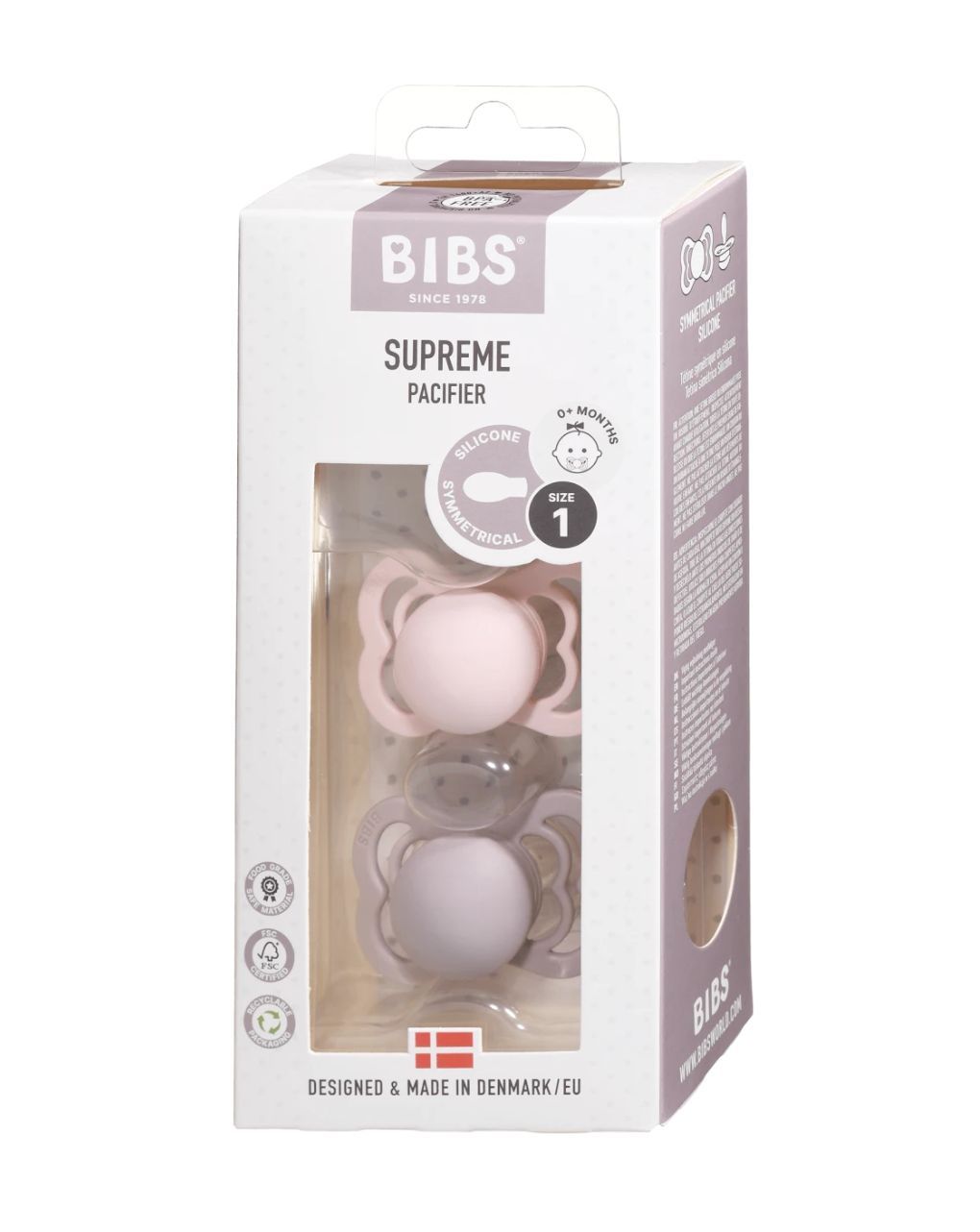 Bibs supreme πιπίλες σιλικόνης 2τμχ (0-6m) blossom / dusky lilac - BIBS