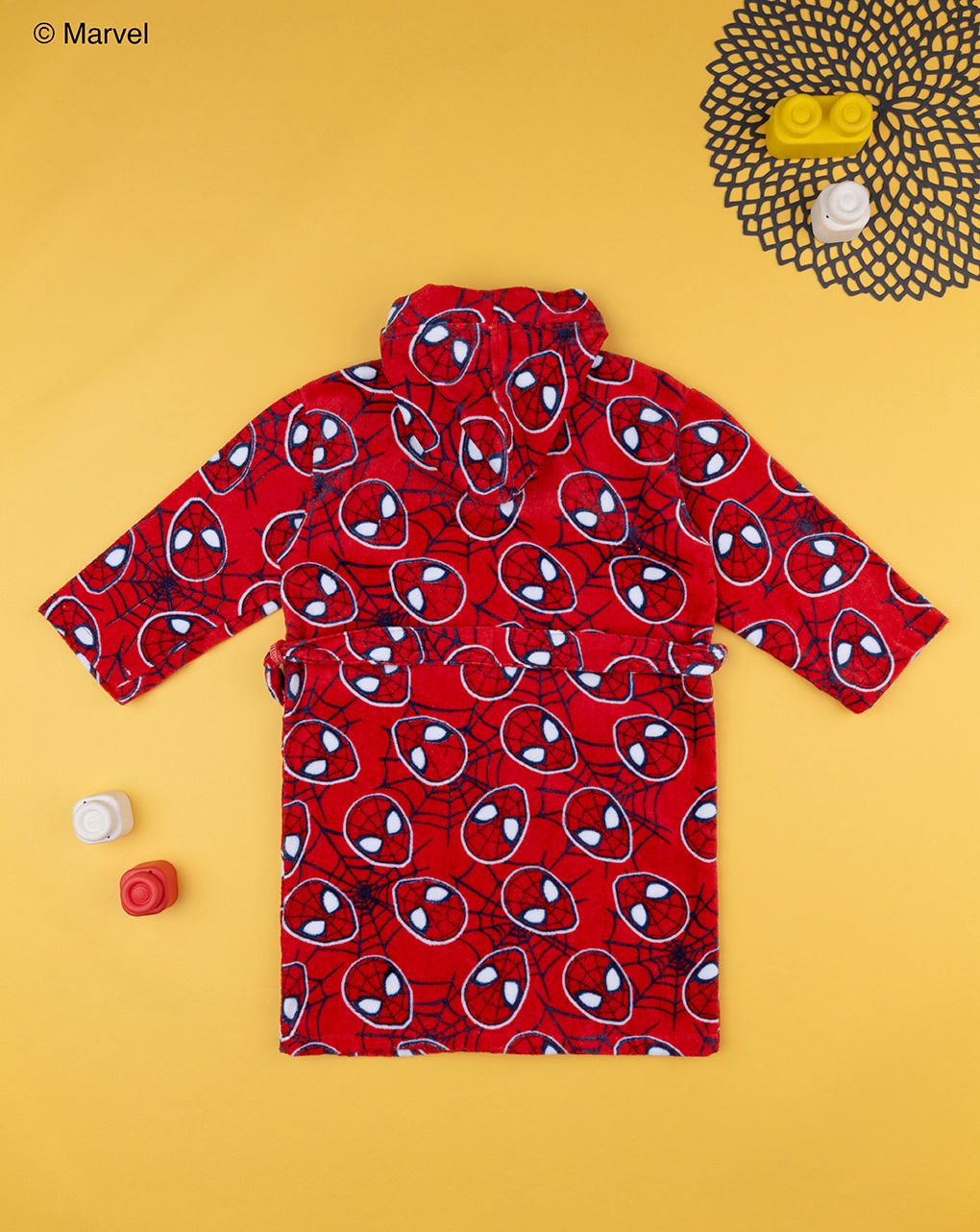 παιδικό μπουρνούζι σενίλ κόκκινο με τον spiderman για αγόρι - Prénatal