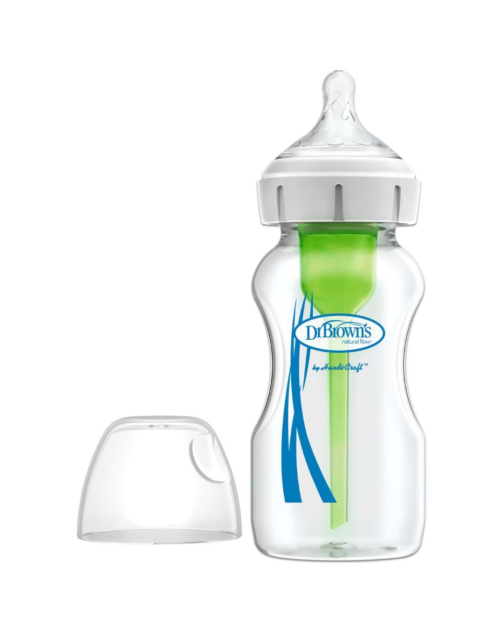 Dr. brown's options+ γυάλινο μπιμπερό με φαρδύ λαιμό & θηλή σιλικόνης 270ml wb91740
