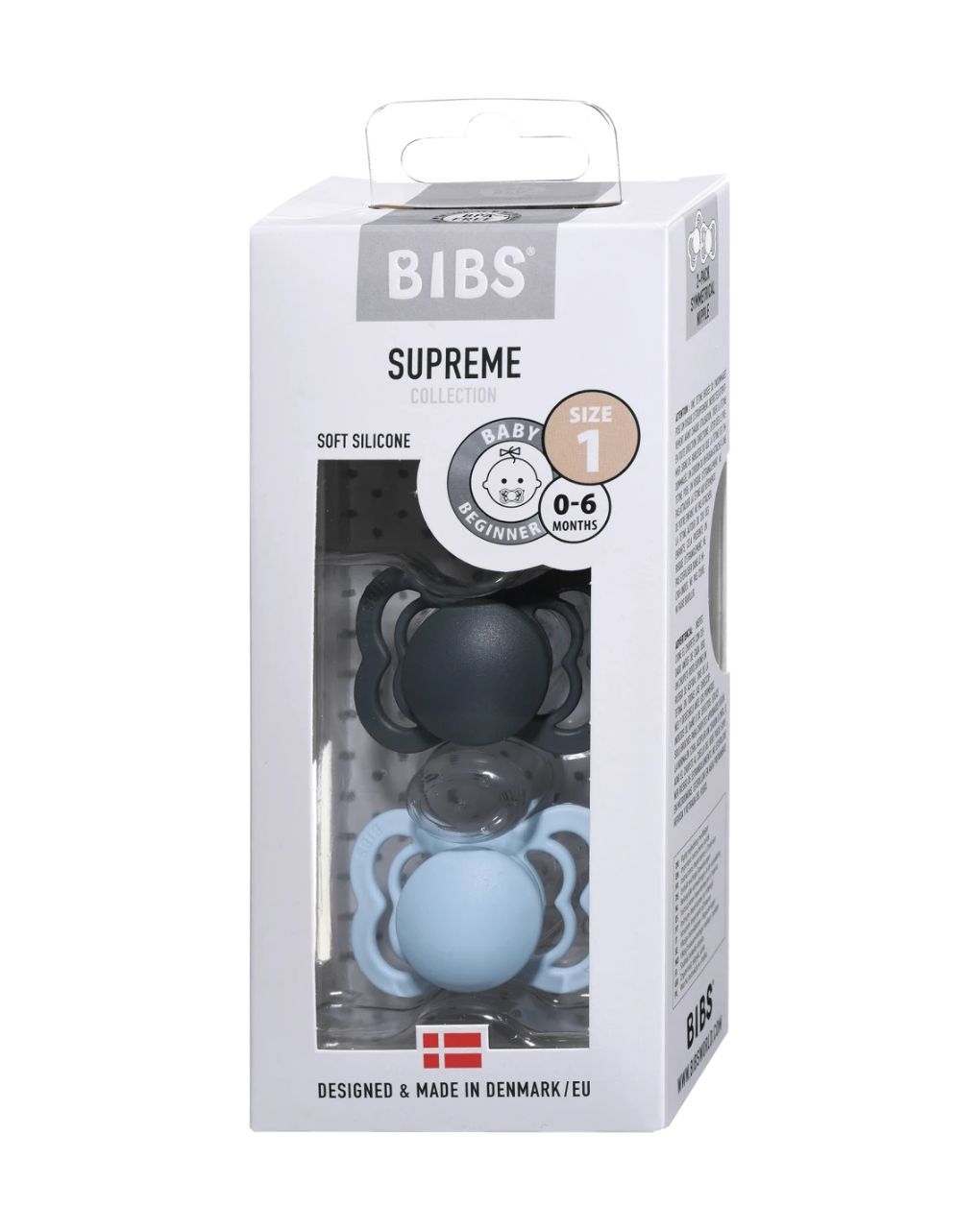 Bibs supreme πιπίλες σιλικόνης 2τμχ (0-6m) iron/baby blue - BIBS