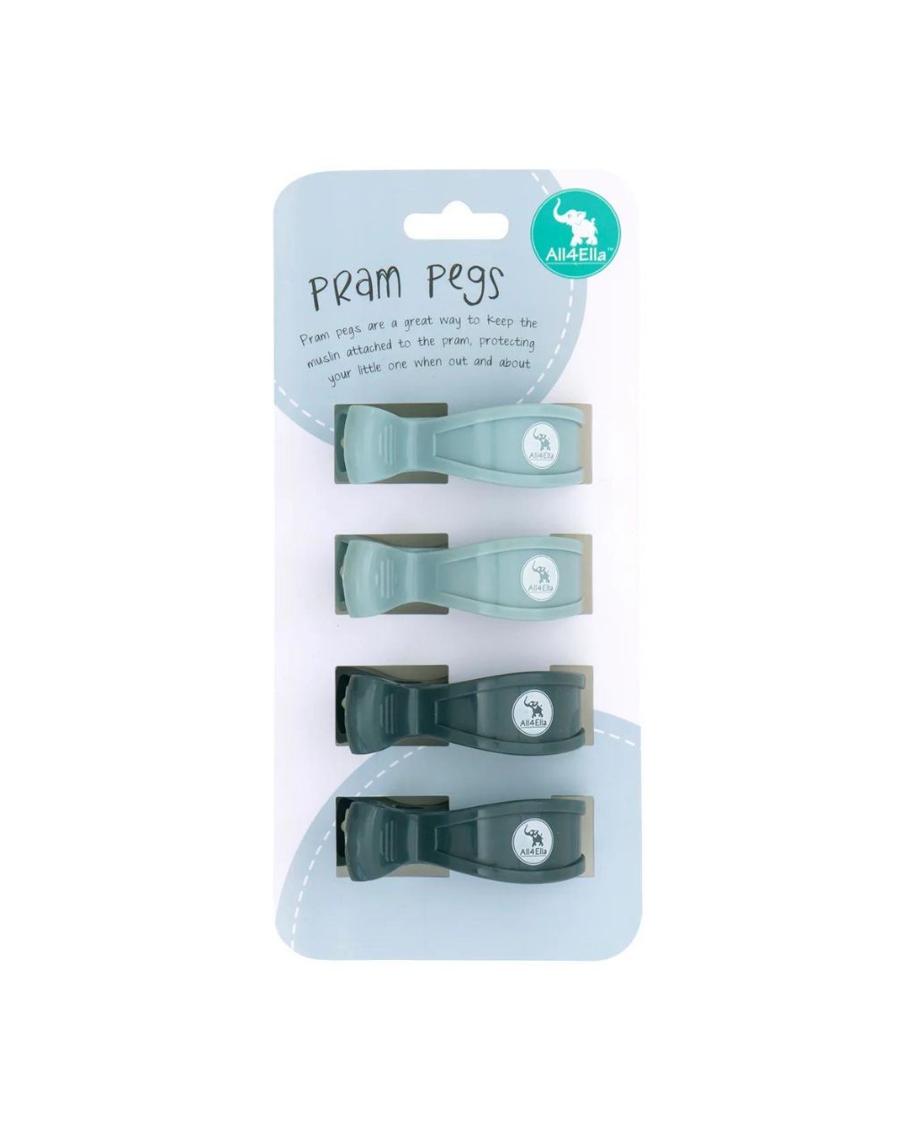 All4ella κλιπ καροτσιού blue & charcoal 4τμχ, p4288 - ALL4ELLA