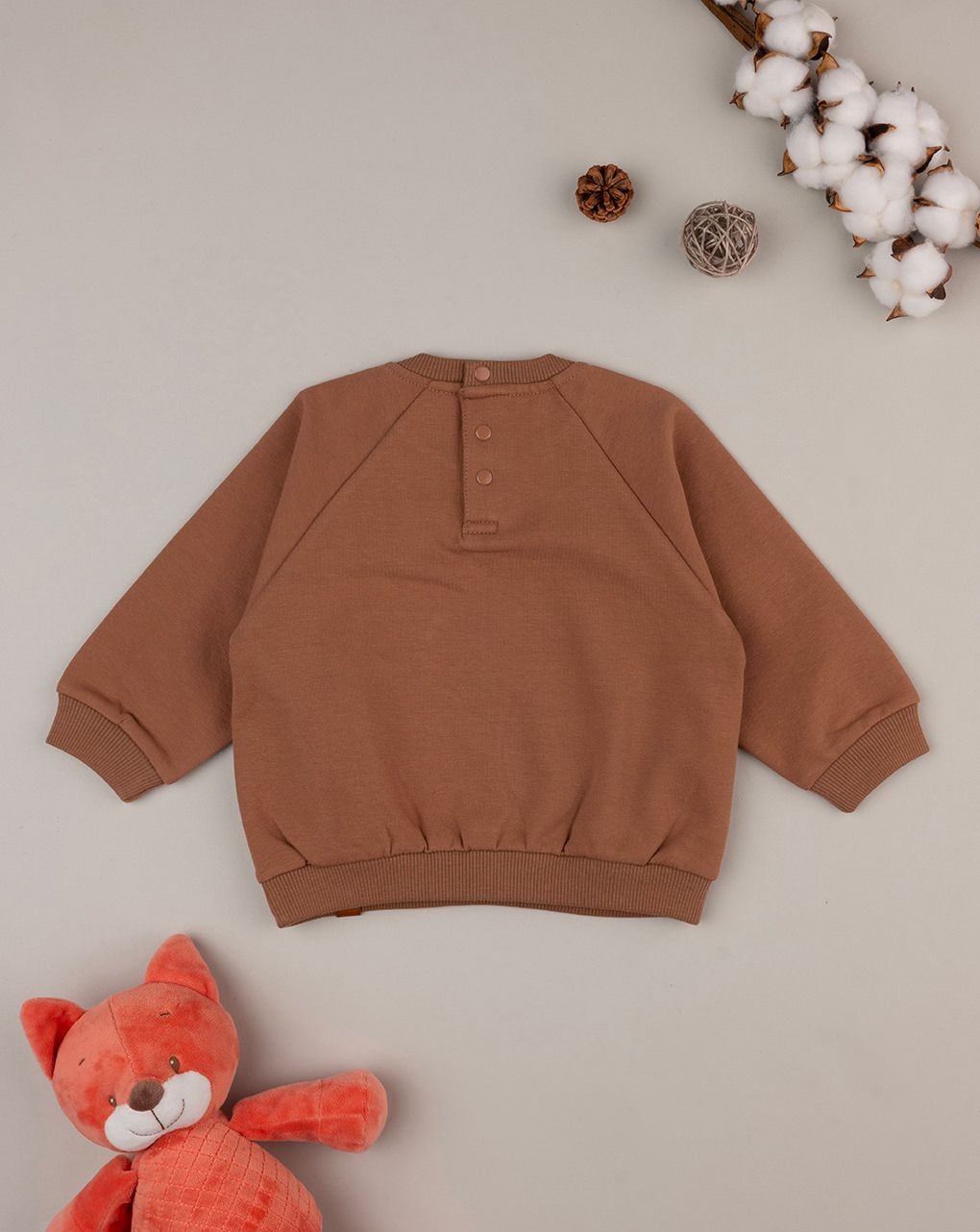 βρεφική μπλούζα φούτερ καφέ happiness mood για αγόρι - Prénatal