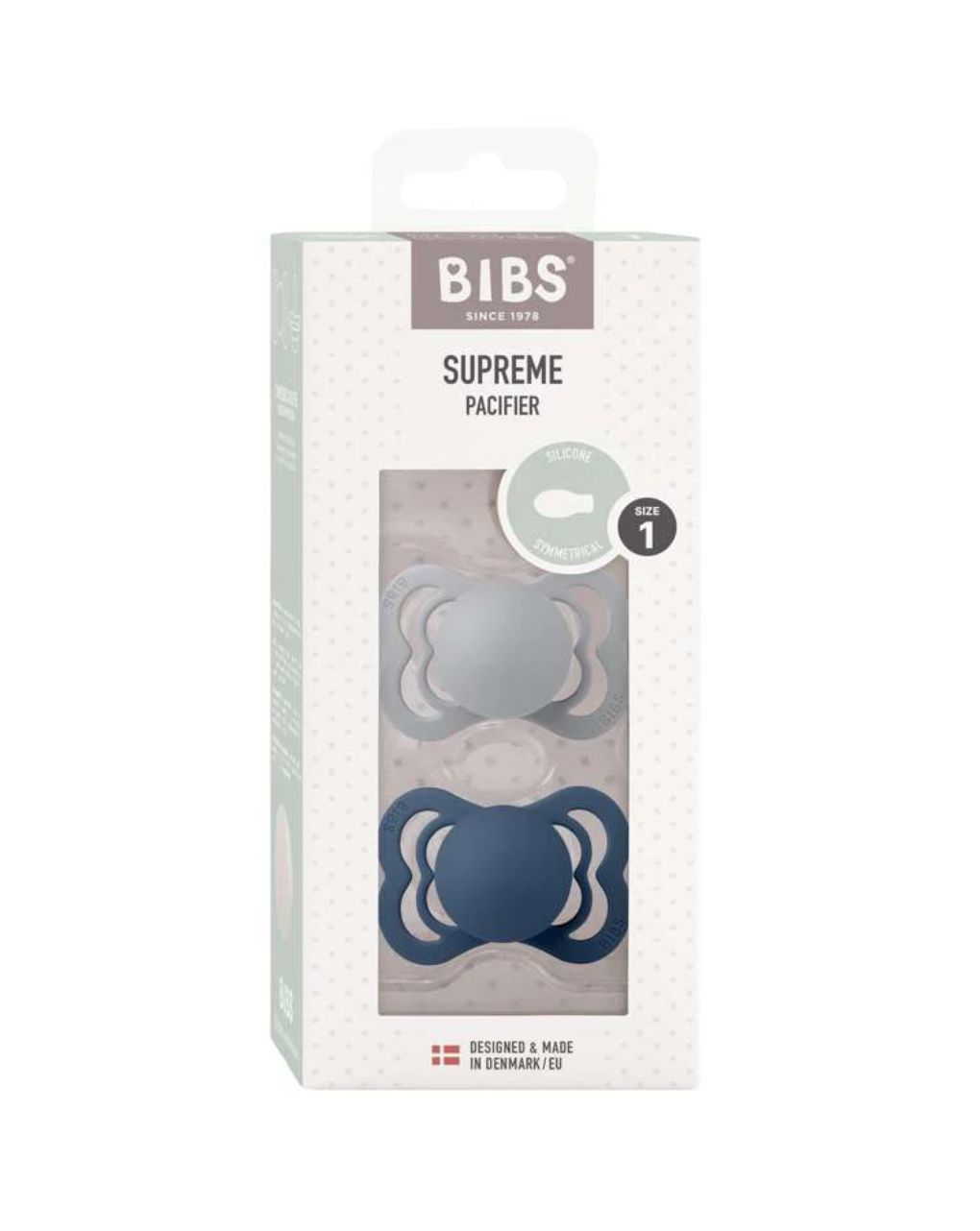 Bibs supreme πιπίλες σιλικόνης 2τμχ (0-6m) cloud/steel blue - BIBS