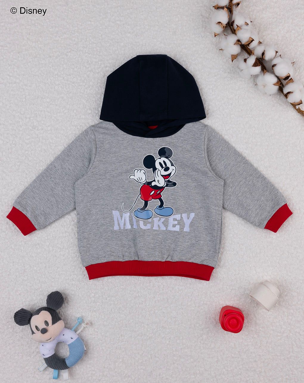 βρεφική μπλούζα φούτερ γκρι mickey για αγόρι