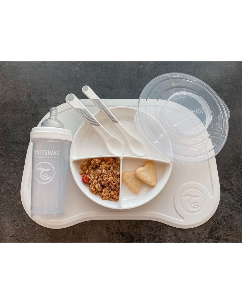 Twistshake πιάτο με χωρίσματα αντιολισθητικό 6m+μηνών λευκό 32-08-78177 - Twistshake