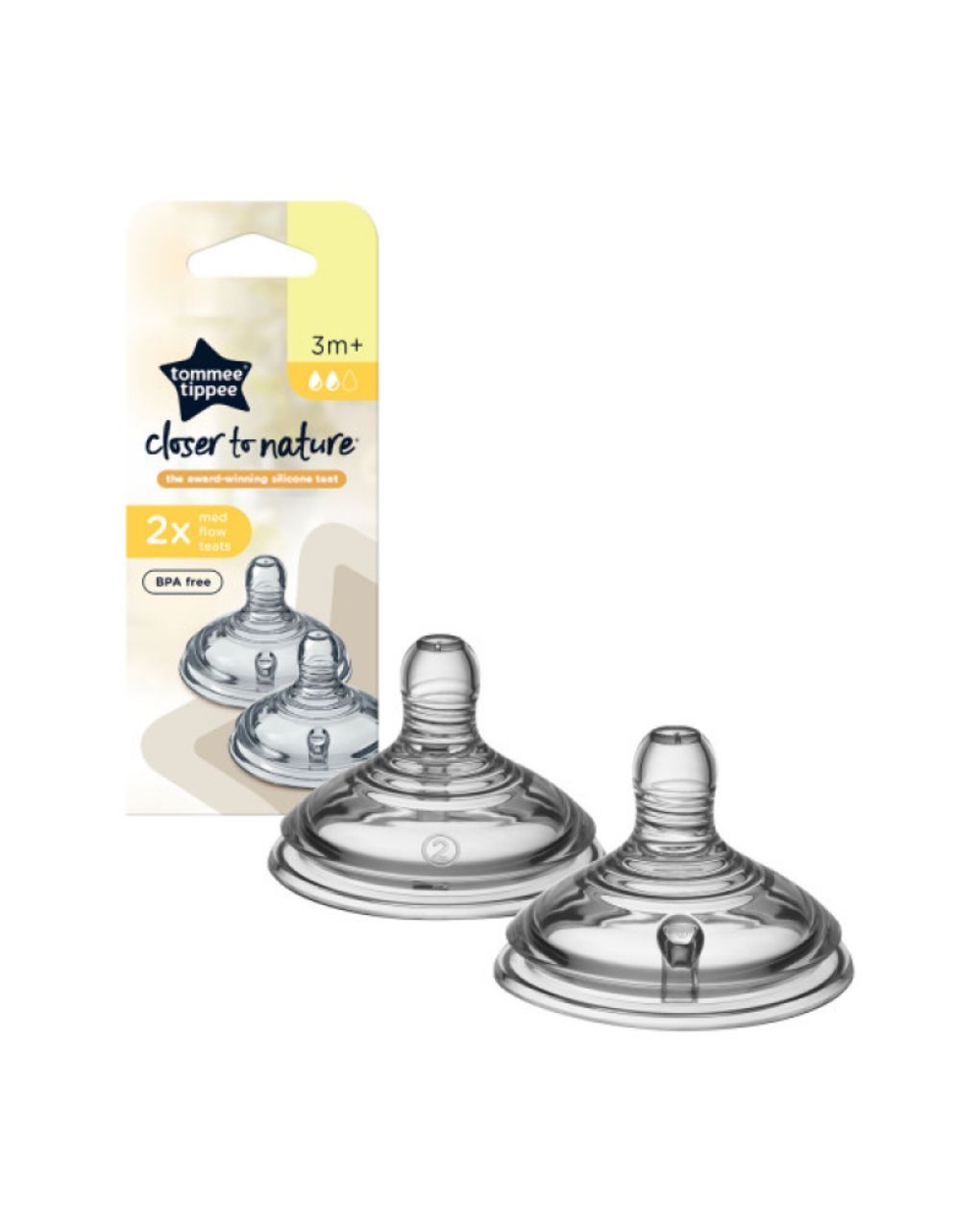 Tommee tippee θηλές σιλικόνης closer to nature μέτριας ροής 3m+, 42112252 - Tommee Tippee