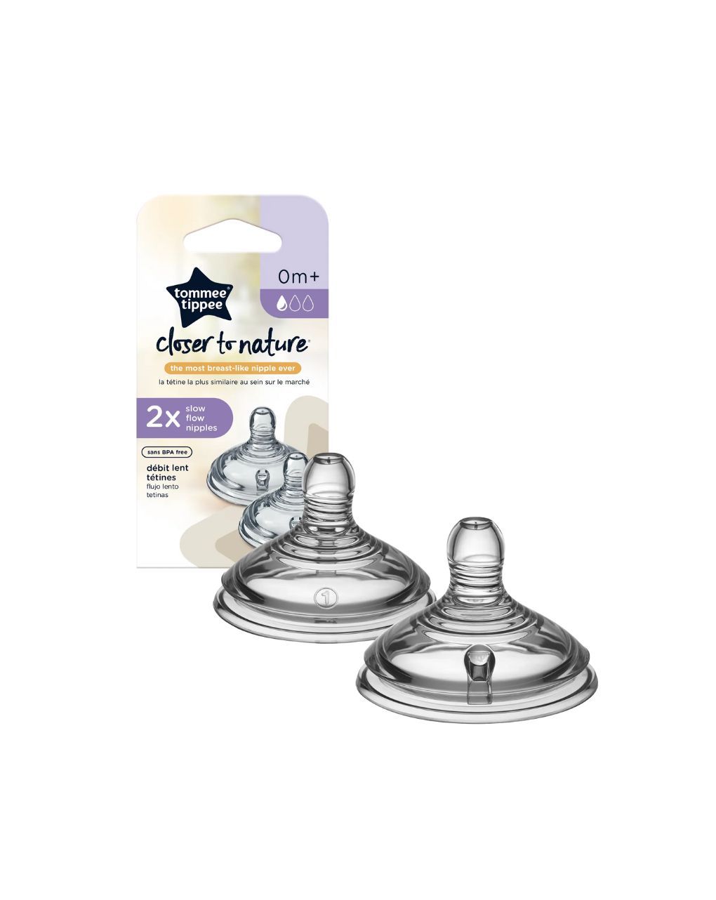 Tommee tippee θηλές σιλικόνης closer to nature μικρής ροής 0m+, 424584 - Tommee Tippee