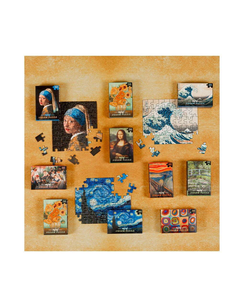 Mini masterpieces 50 pcs jigsaws – 10 designs - PROFESSOR PUZZLE