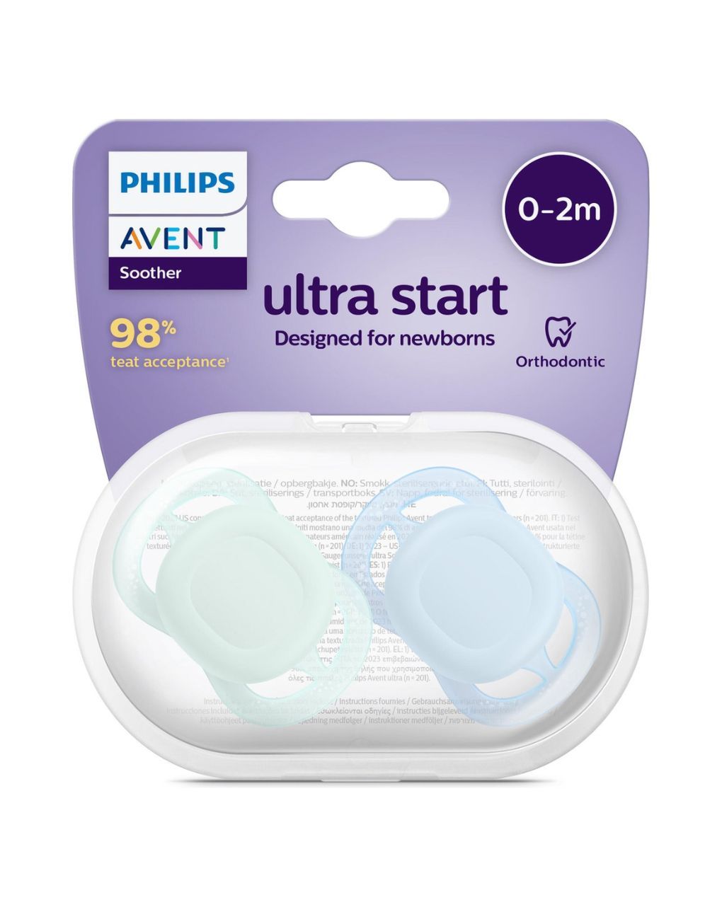 Philips avent πιπίλα ultra start 2τμχ 0-2 μηνών πράσινο/μπλε scf075/02 - Philips Avent