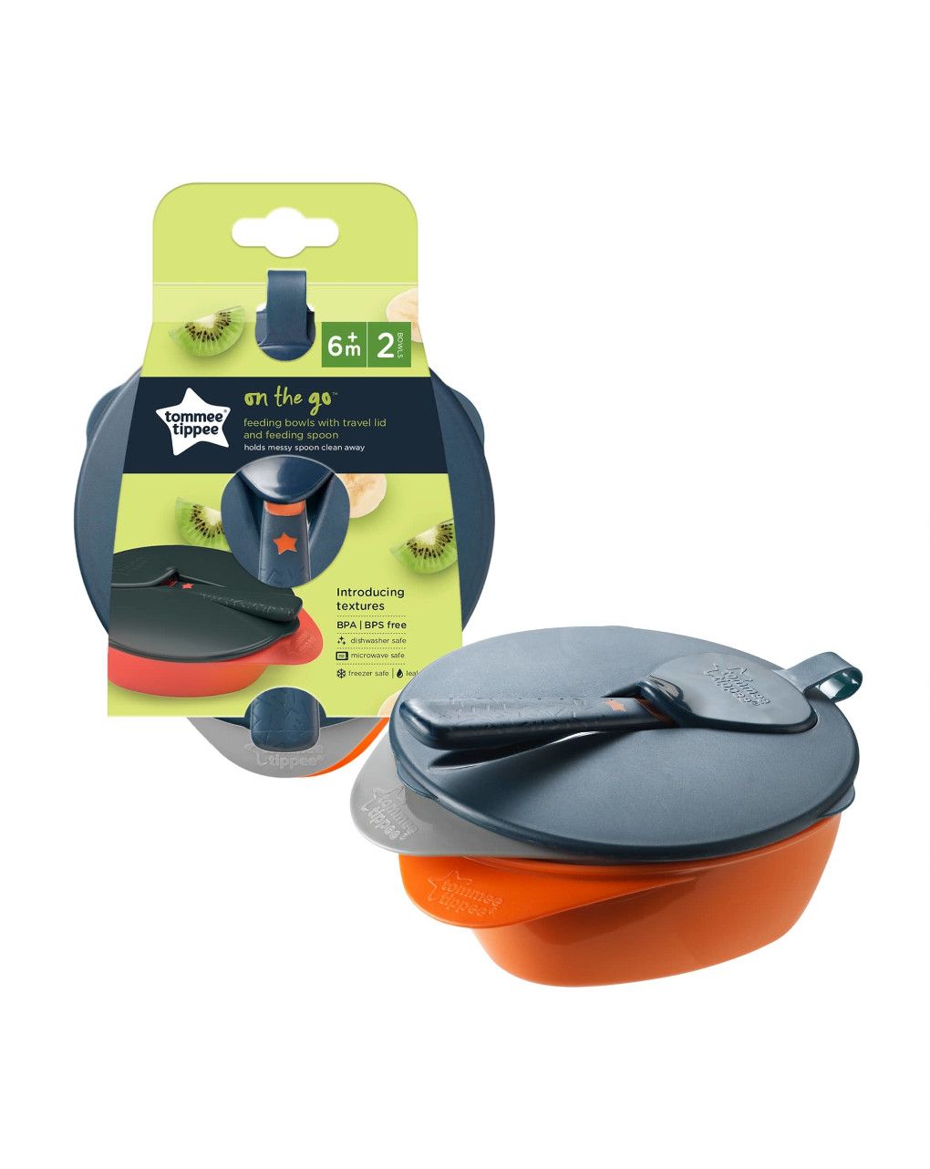 Tommee tippee σετ μπoλ φαγητού με προστατευτικό καπάκι και κουτάλι 7m+, 44671850 - Tommee Tippee