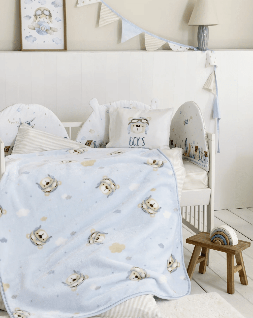 Nima home κουβέρτα βελουτέ κούνιας 110x140 boy's world 34012 - Nima