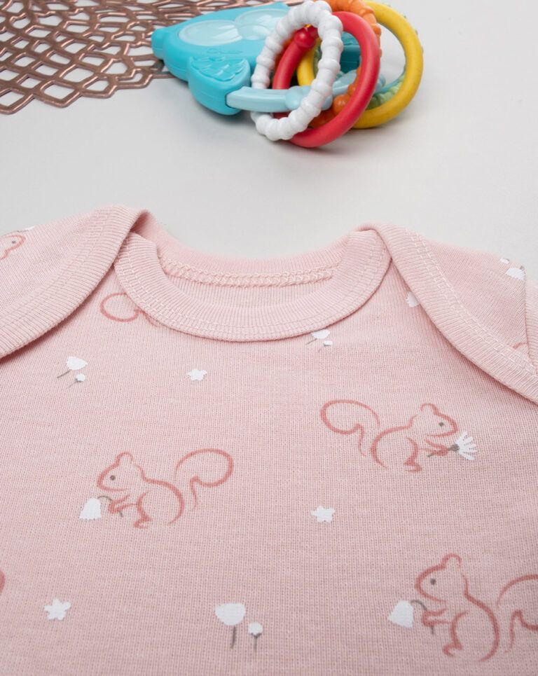 βρεφικό κορμάκι ροζ με σκιουράκια για κορίτσι - Prénatal
