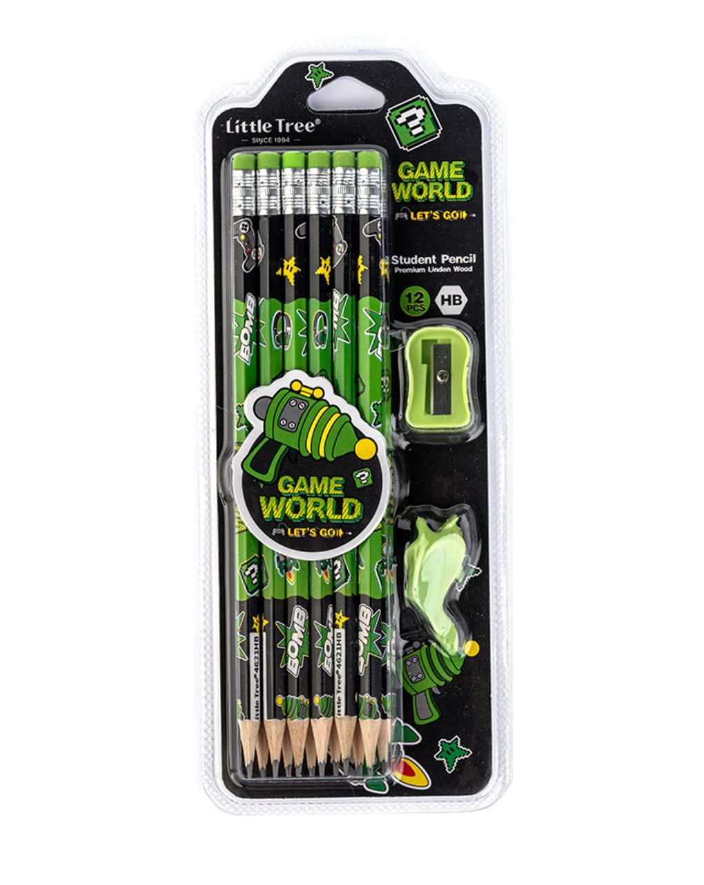 Game world σετ 10 μολύβια hb με γόμα και ξύστρα (4 σχέδια), t111275 - LITTLE TREE