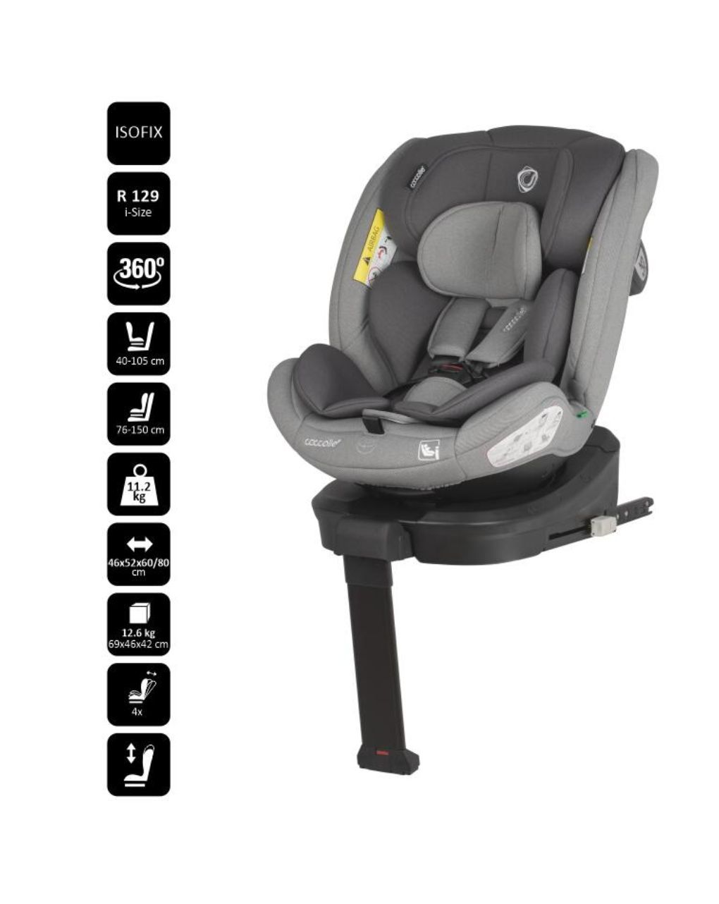 Coccolle κάθισμα αυτοκινήτου sidra i-size (40-150cm) moonlit grey - Coccolle