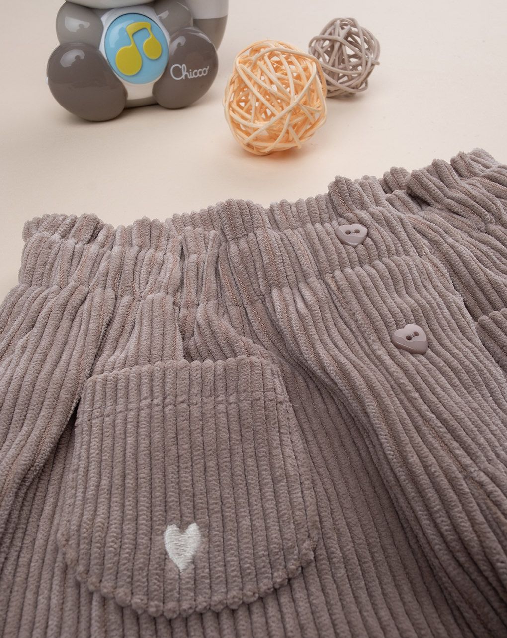 βρεφικό παντελόνι κοτλέ καφέ για κορίτσι - Prénatal