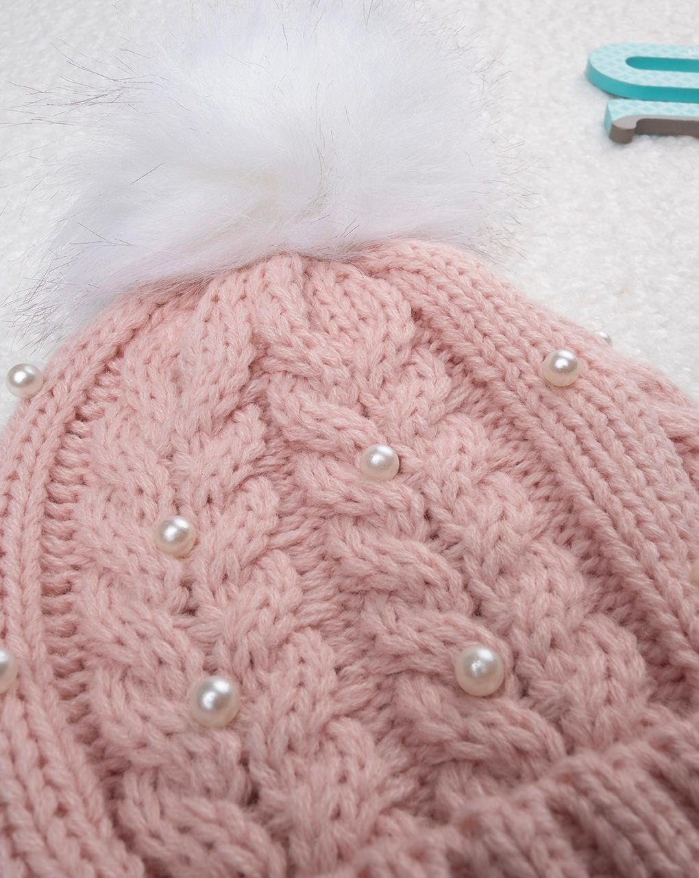 παιδικό σκουφάκι ροζ με πέρλες για κορίτσι - Prénatal