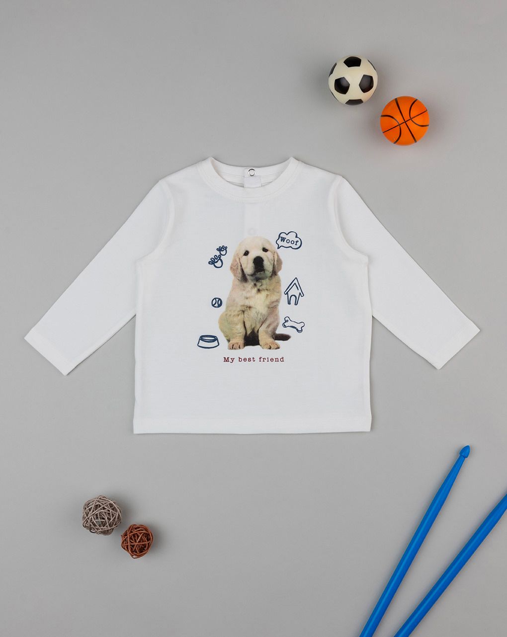βρεφική μπλούζα λευκή best friend για αγόρι - Prénatal