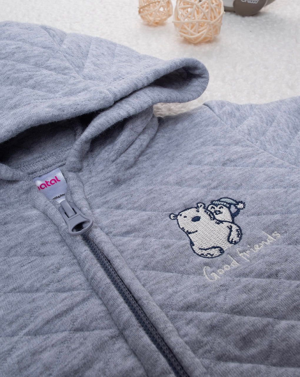 βρεφική ζακέτα καπιτονέ γκρι artic για αγόρι - Prénatal