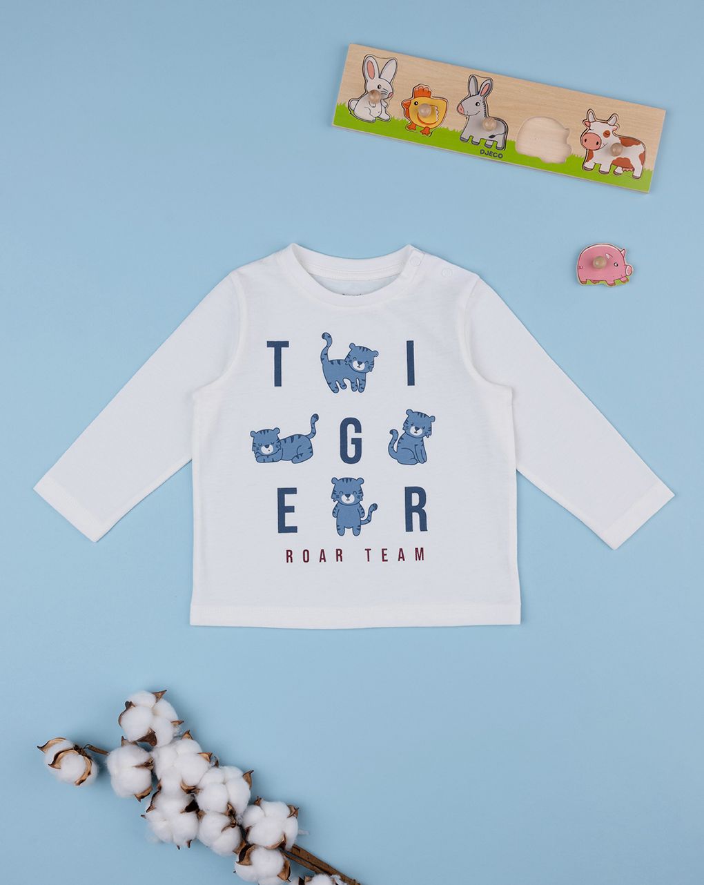βρεφική μπλούζα λευκή tiger για αγόρι - Prénatal