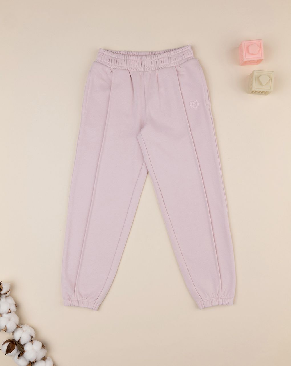 παιδικό παντελόνι φούτερ ροζ με καρδούλα για κορίτσι