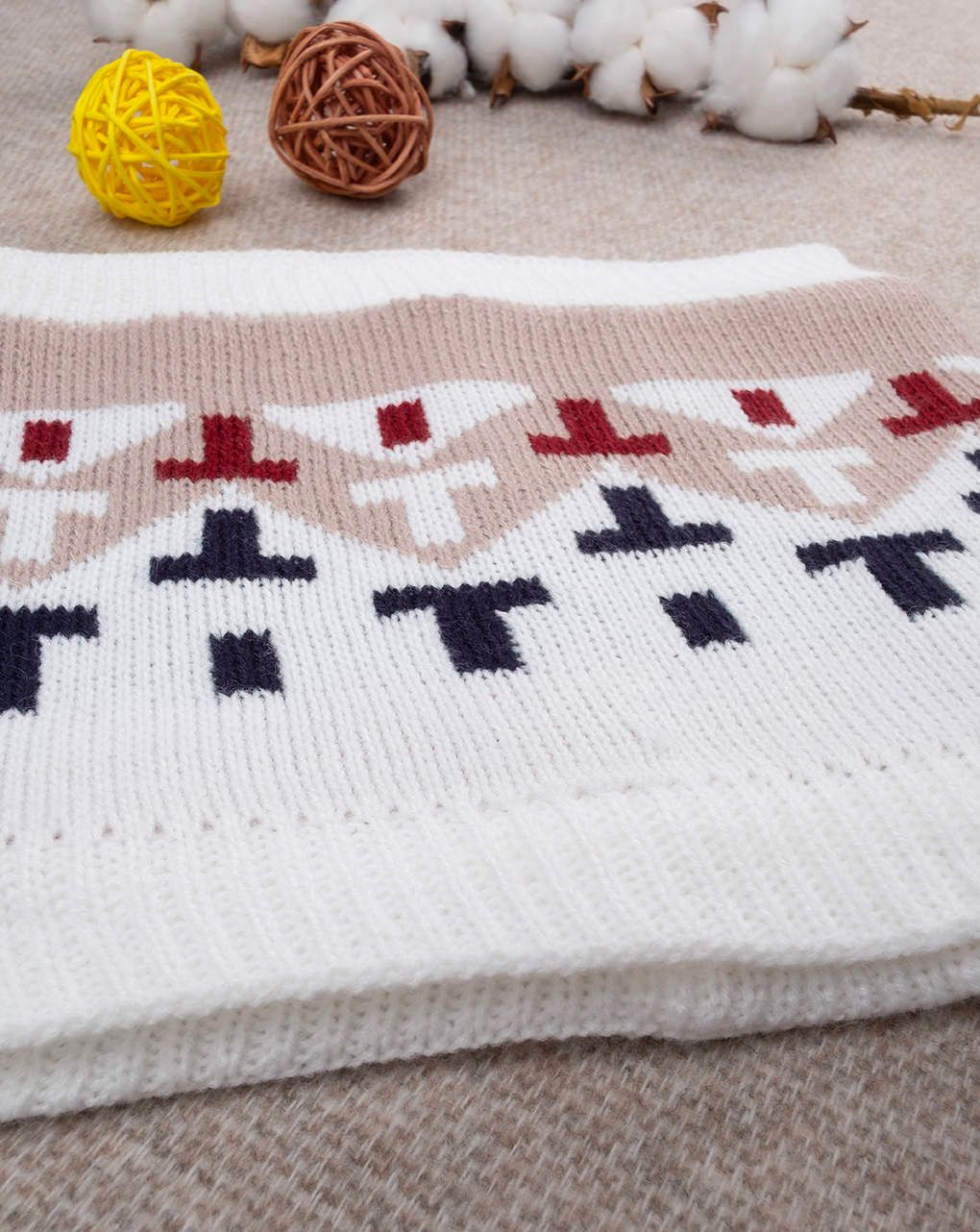 παιδικό κασκόλ λαιμός λευκό με σχήματα για αγόρι - Prénatal