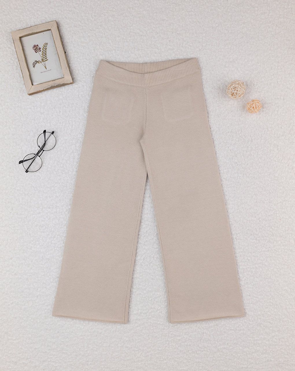 παιδική πλεκτή παντελόνα μπεζ για κορίτσι