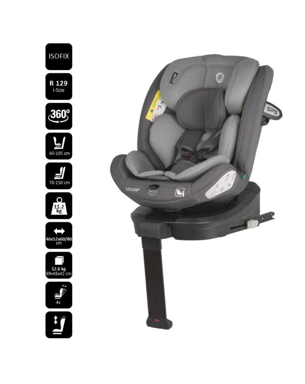 Coccolle κάθισμα αυτοκινήτου sidra i-size (40-150cm) diamond black 324087160 - Coccolle