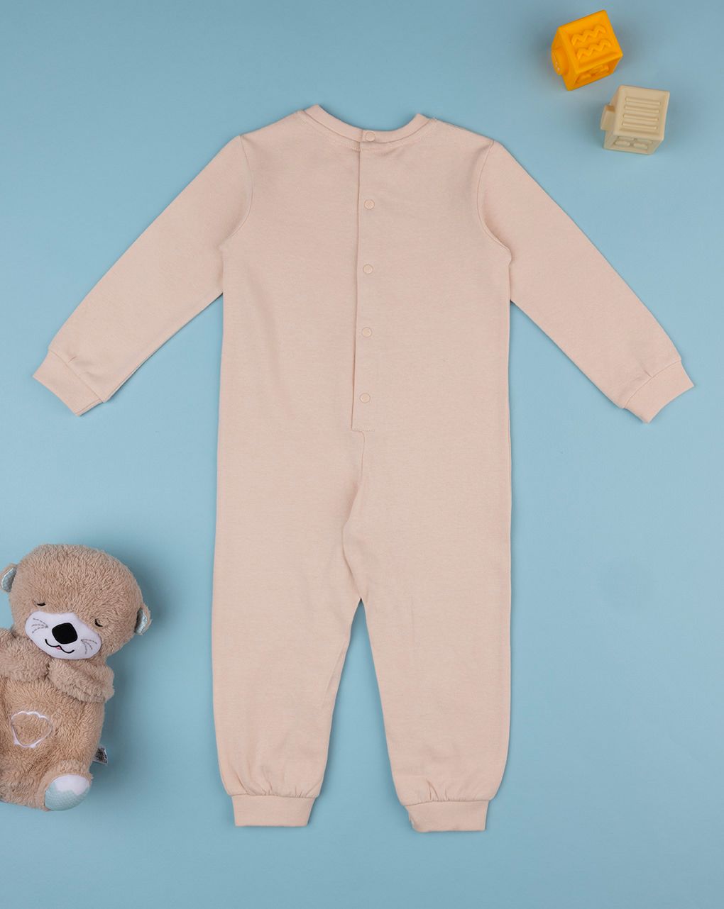 βρεφική ολόσωμη πιτζάμα μπεζ teddy για αγόρι - Prénatal
