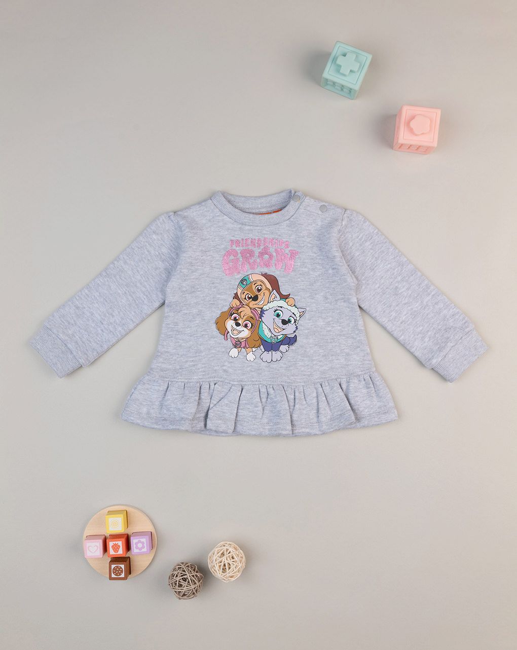 βρεφική μπλούζα φούτερ γκρι paw patrol για κορίτσι