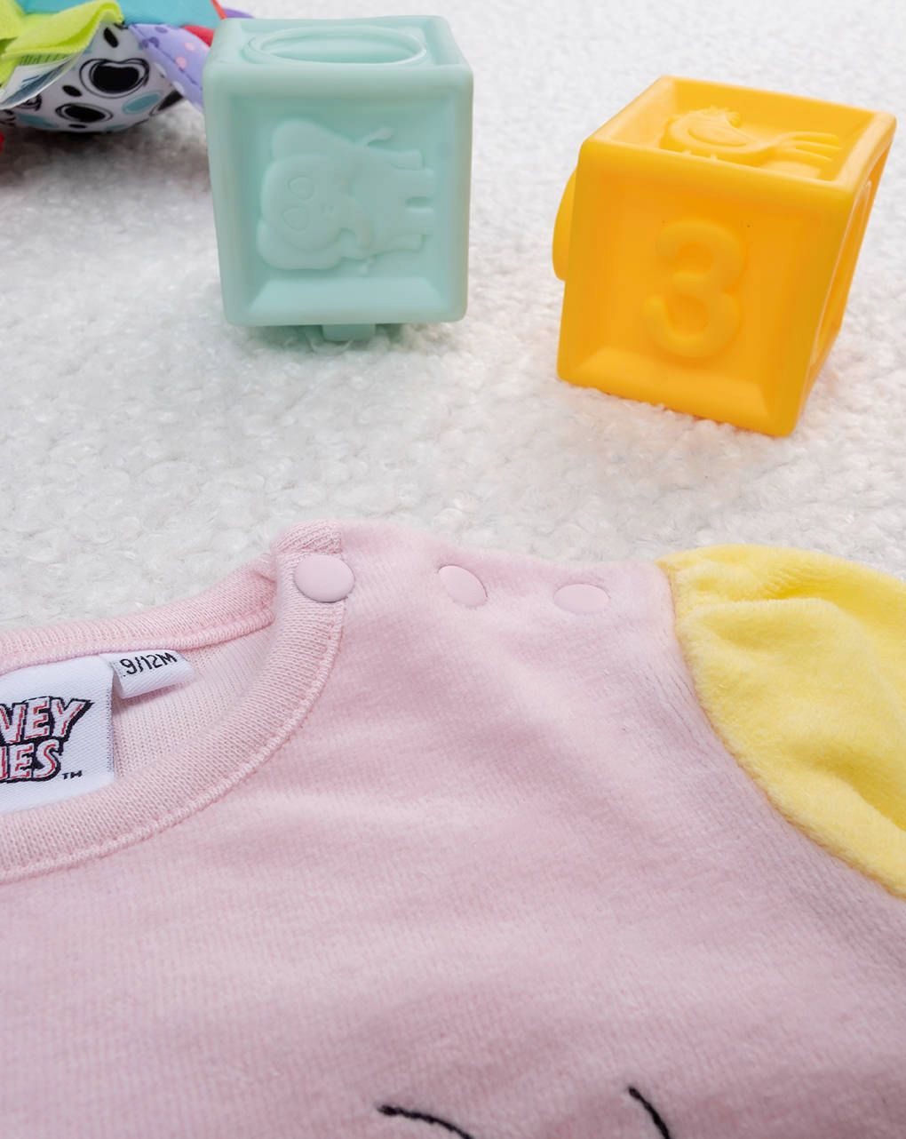 βρεφική πιτζάμα σενίλ ροζ tweety για κορίτσι - Prénatal