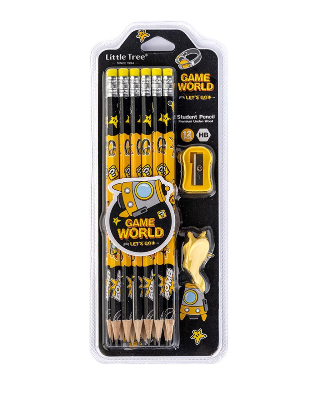 Game world σετ 10 μολύβια hb με γόμα και ξύστρα (4 σχέδια), t111275 - LITTLE TREE