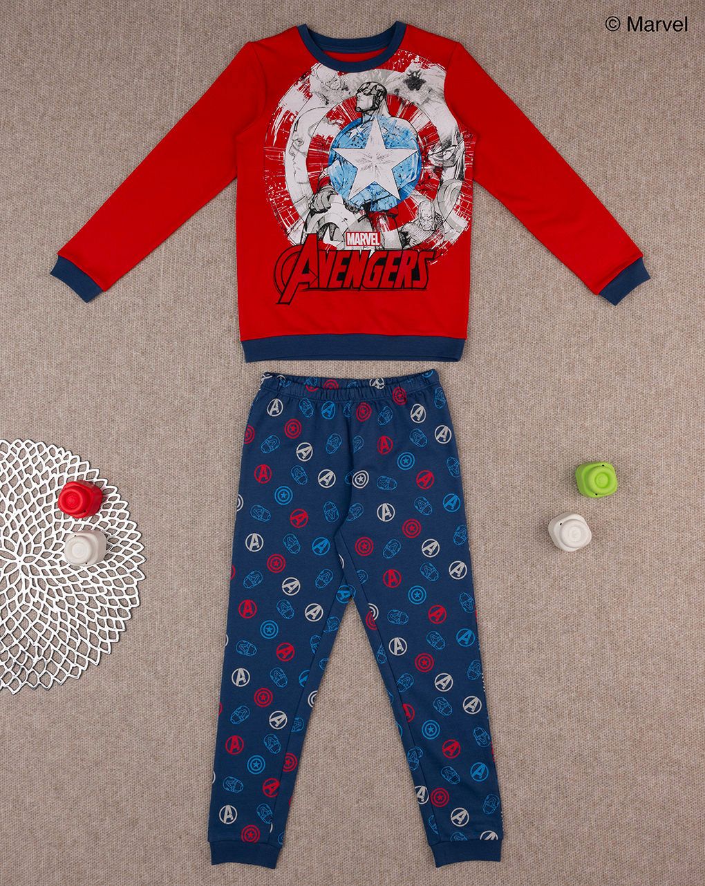 παιδική πιζάμα κόκκινη/μπλε avengers για αγόρι