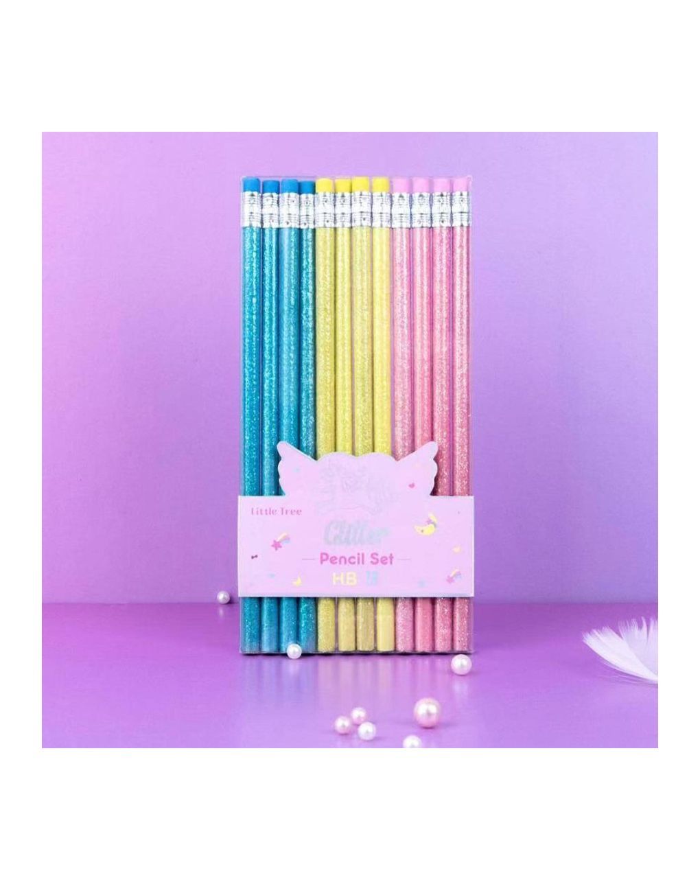 Dreamy glitter set 12 μολύβια hbl (2 σχέδια), lt111229 - LITTLE TREE
