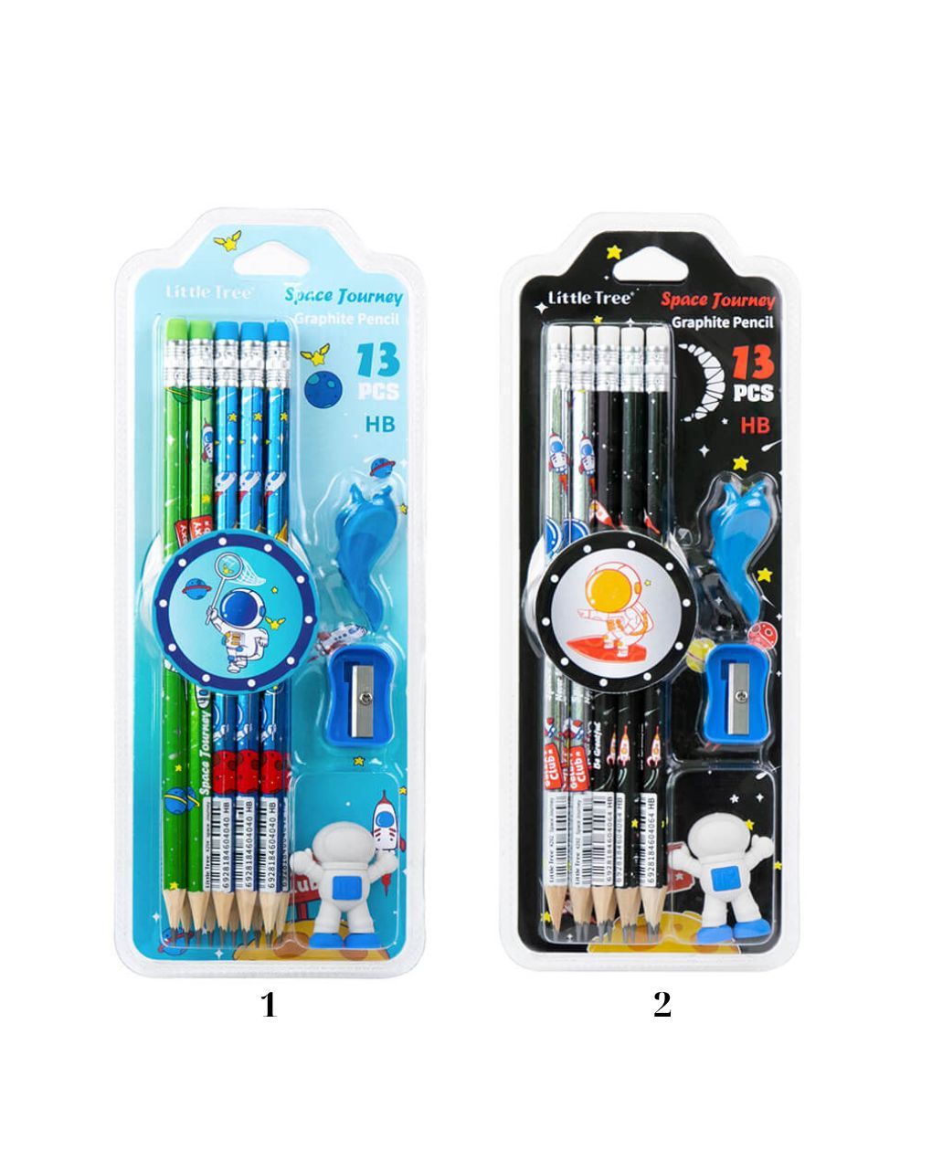 Space journey σετ 10 μολύβια με 2 γόμες ηβ (2 σχέδια), lt111005 - LITTLE TREE